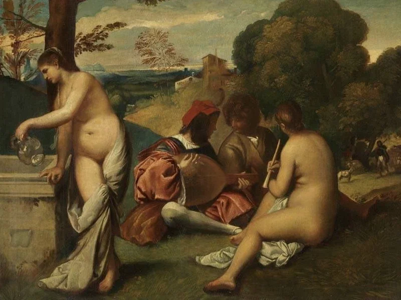 1847-Ernst Friedrich von Liphart - Concerto rurale. Copia da Giorgione -Collezione Schack, Monaco